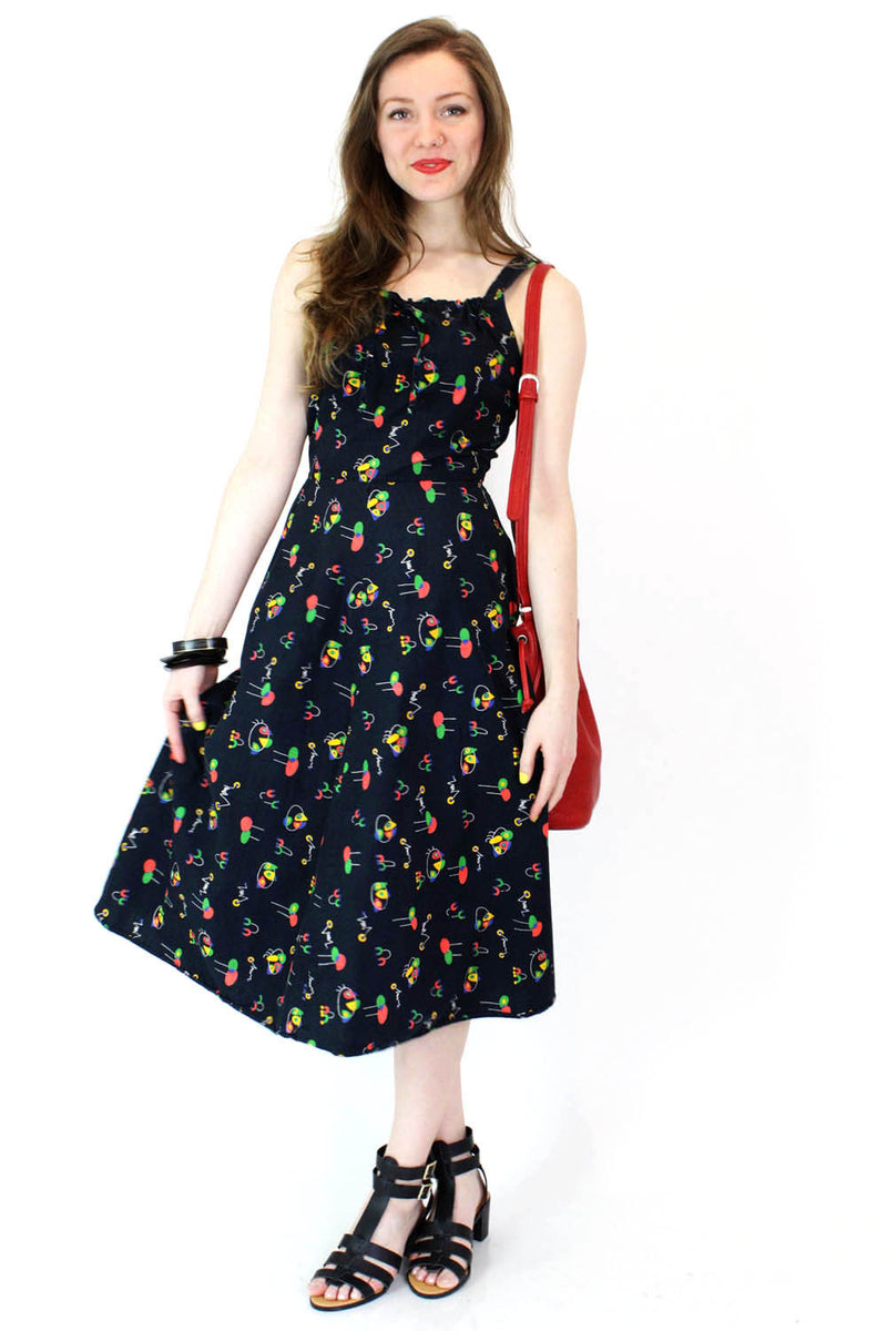 60s Miro Abstract Print Dress S