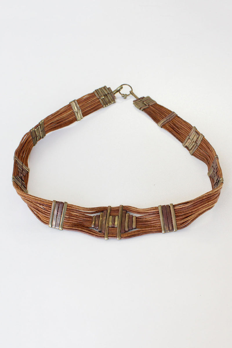Georgia Leather Brass Statement Belt