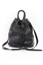 Furla Black Leather Drawstring Bucket Bag