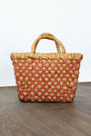 Checkered Straw Basket Bag