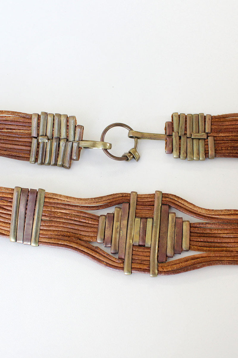 Georgia Leather Brass Statement Belt