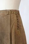 Pecan Suede Chain Belt Skirt XS/S
