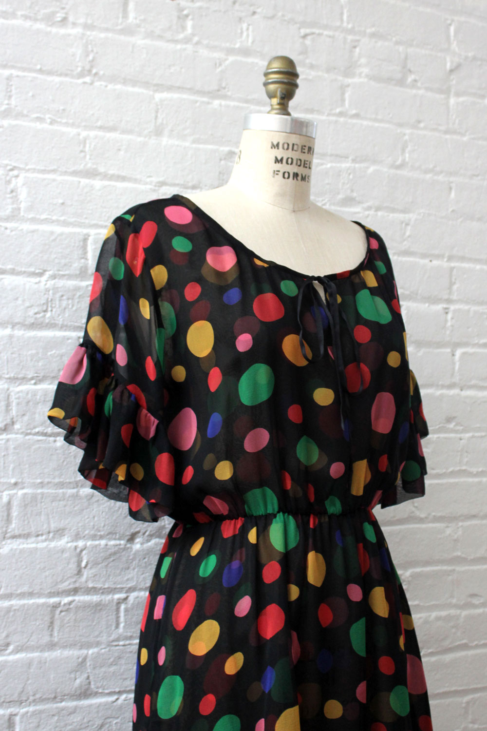 Rainbow Polka Dot Chiffon Dress S/M