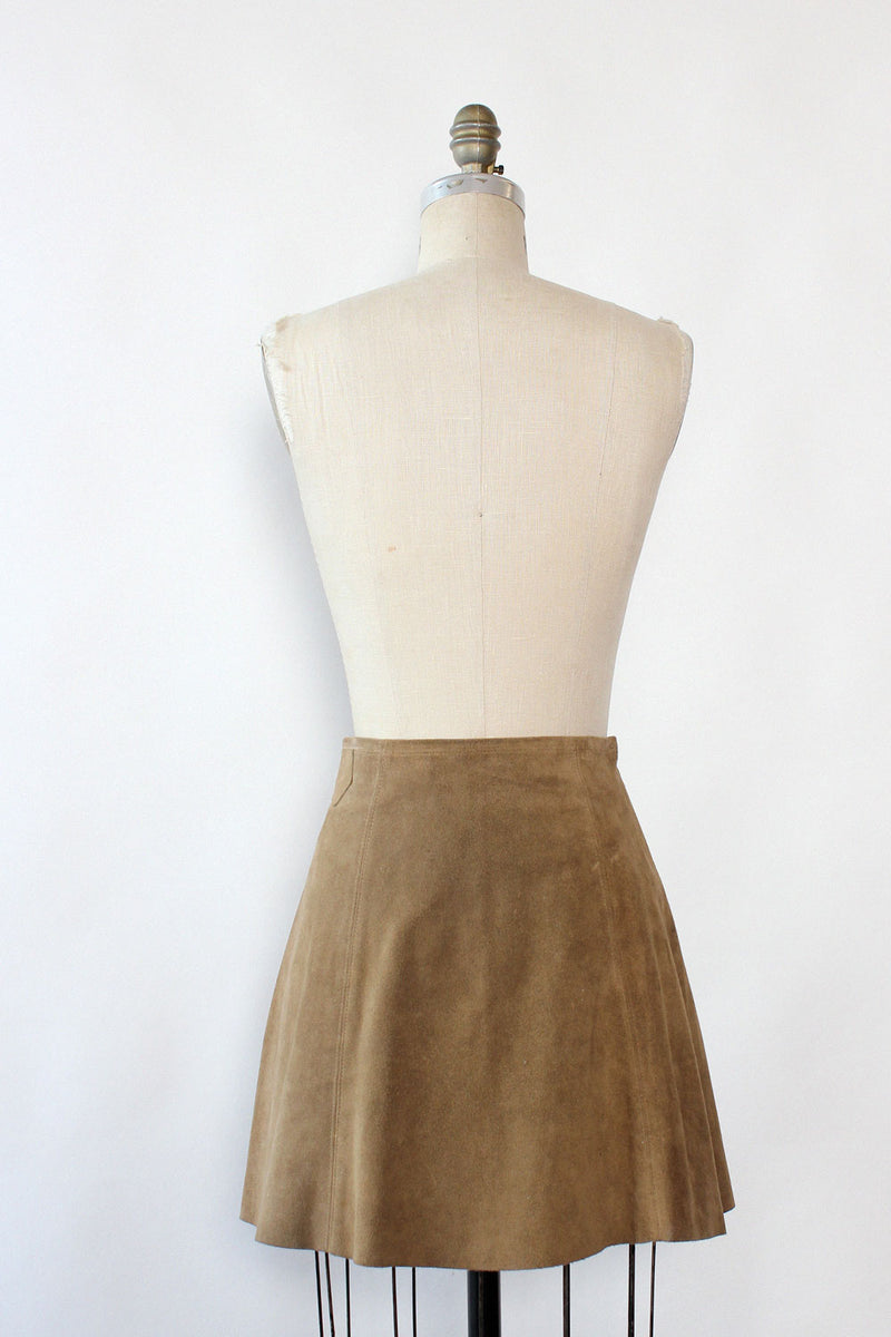 Pecan Suede Chain Belt Skirt XS/S