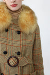 Penny Plaid Shearling Trim Coat S/M