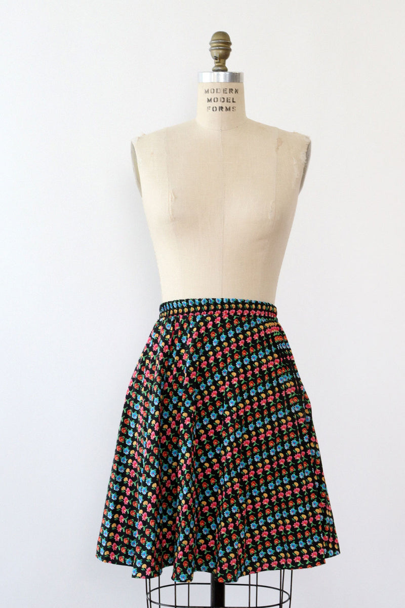 Black Floral Pleated Chiffon Mini M