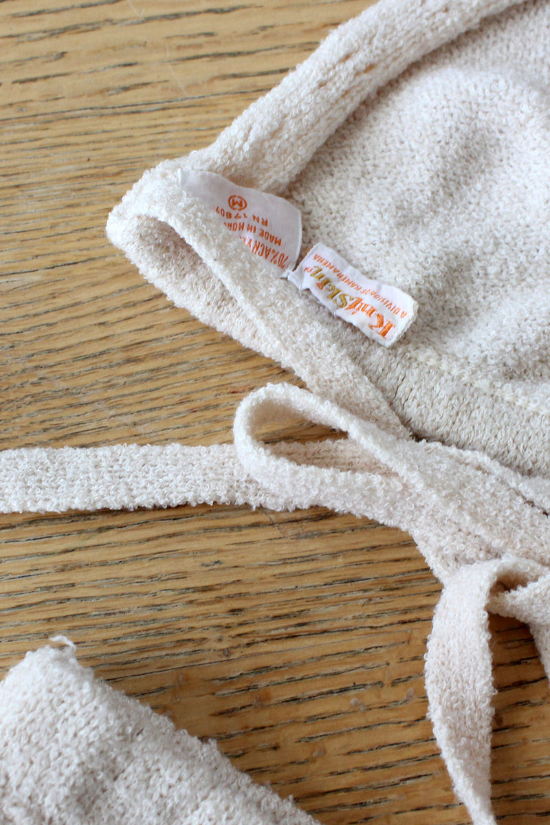 Ivory Knit 1970s Bikini S