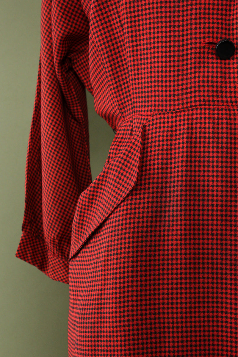 Vermilion Checkered '40s Dress L
