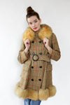Penny Plaid Shearling Trim Coat S/M