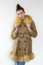 Penny Plaid Shearling Trim Coat S/M