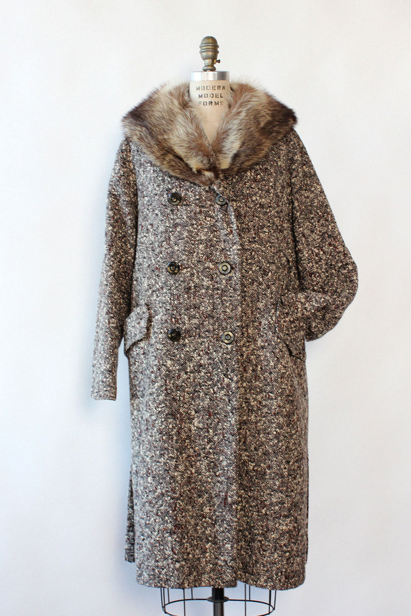 Lucy Fur Collar Tweed Coat M/L