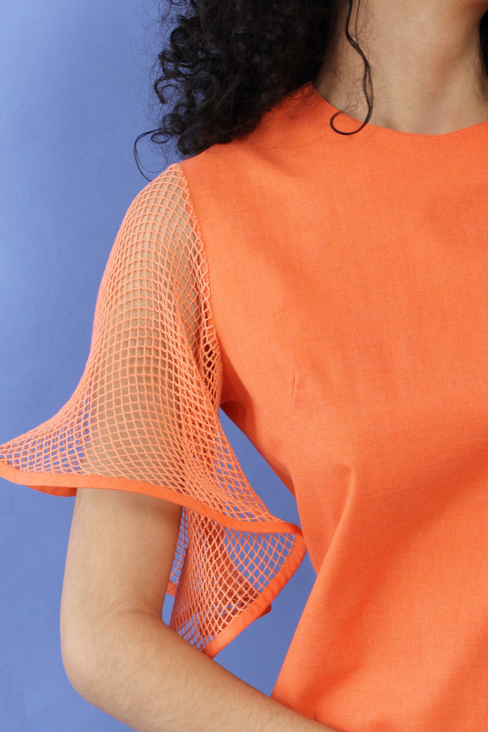 Carrot Orange Net Sleeve Dress M