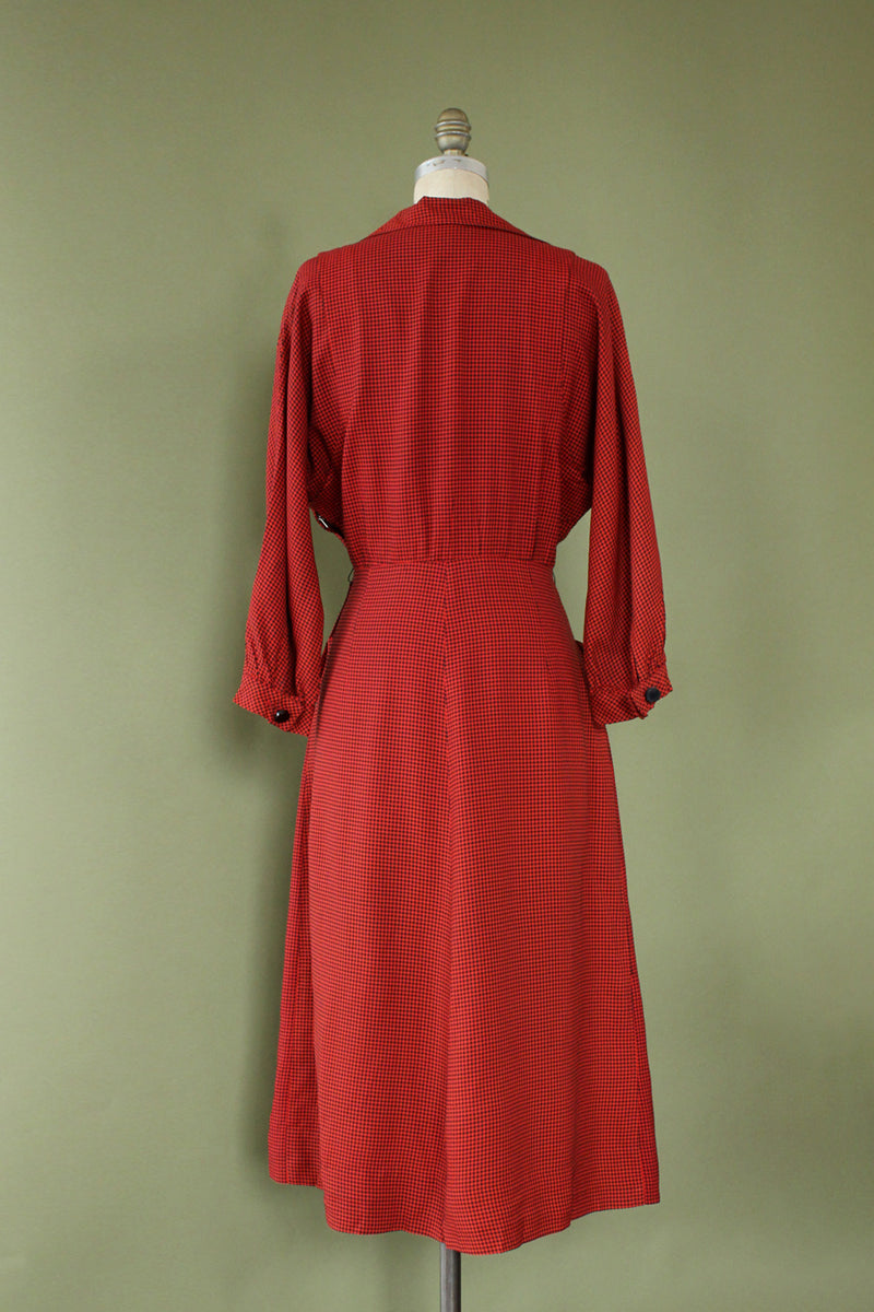 Vermilion Checkered '40s Dress L