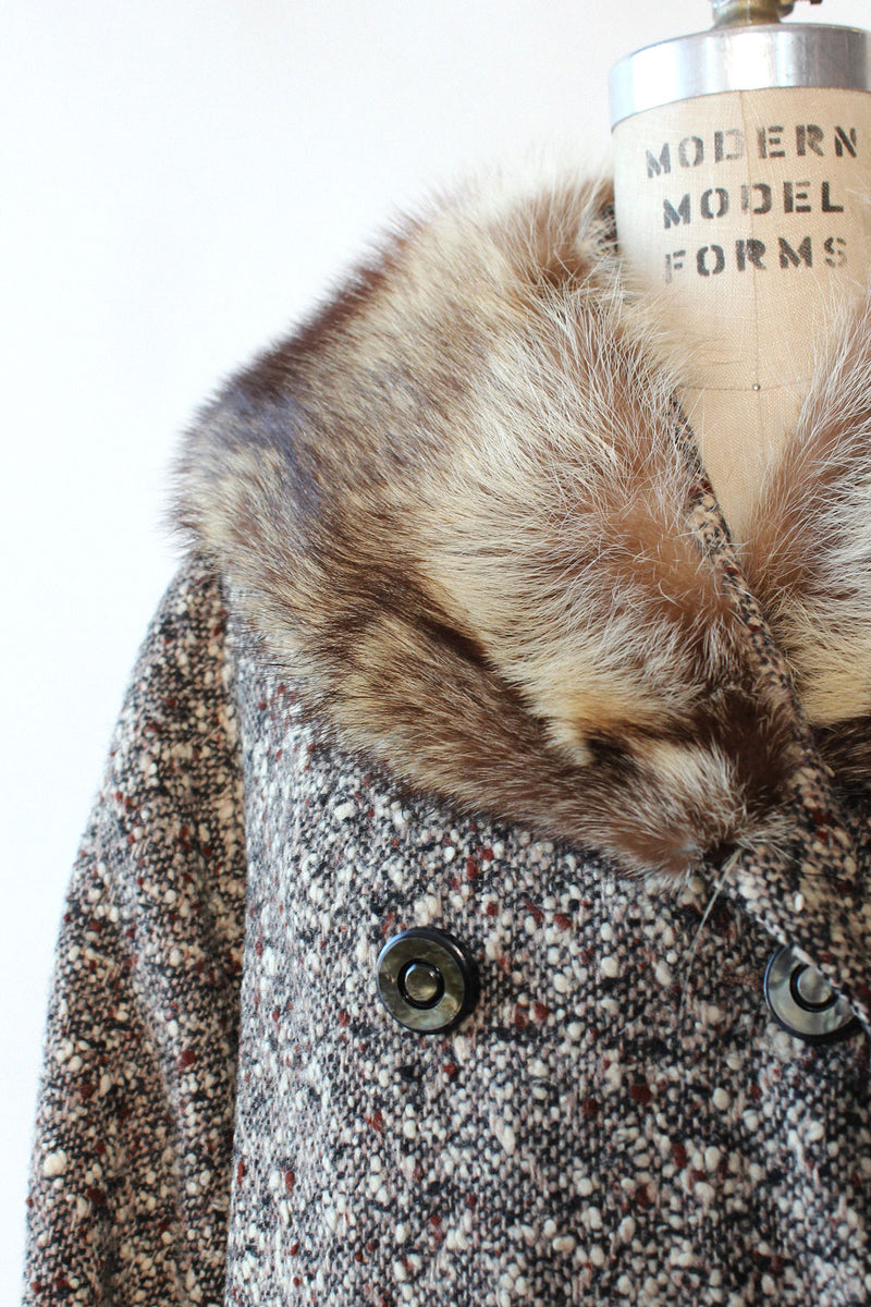 Lucy Fur Collar Tweed Coat M/L