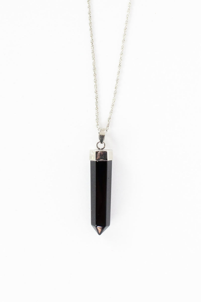 Black Crystal Pendant Necklace