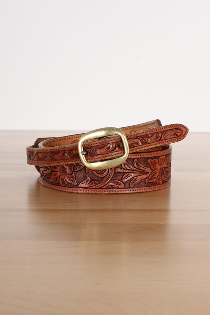 Tooled Polo Leather Belt