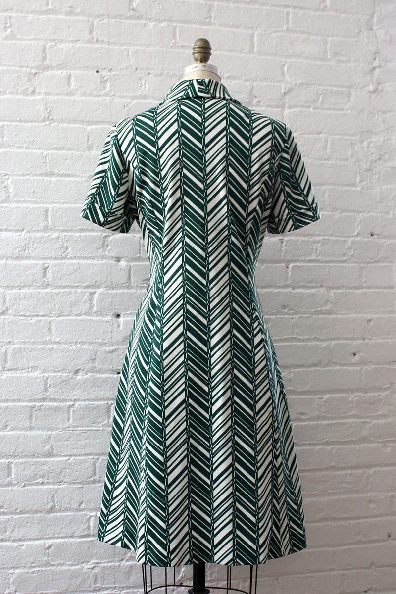Chevron Stripe Zip Dress L