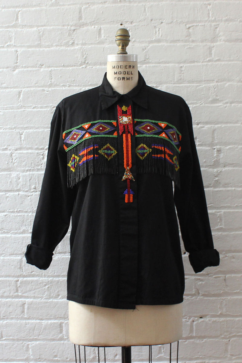Beaded Fringe Buttondown M