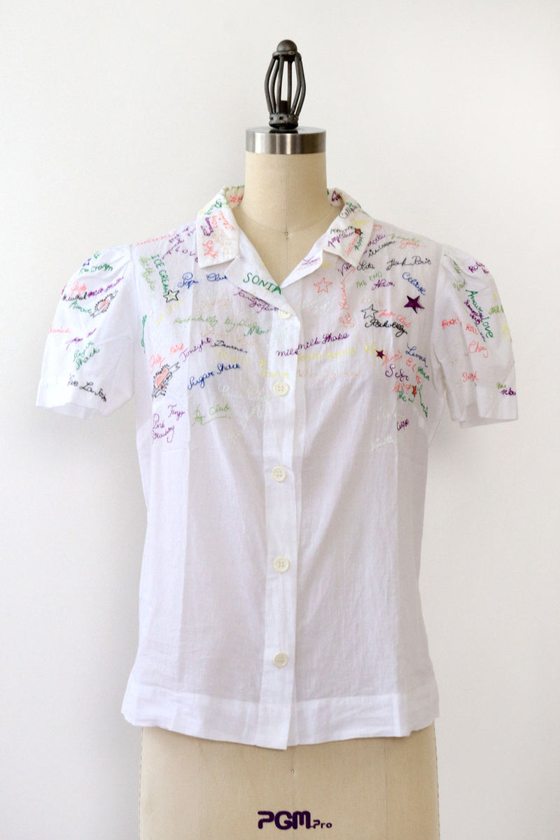 Sonia Rykiel Embroidered Novelty Blouse S/M