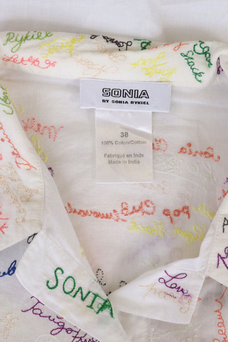 Sonia Rykiel Embroidered Novelty Blouse S/M