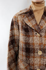 Betty Rose Brown Plaid Coat S/M