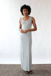Silver Lurex Knit Maxi Dress S-L
