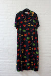 Navy Fruit Print Tea Dress M/L
