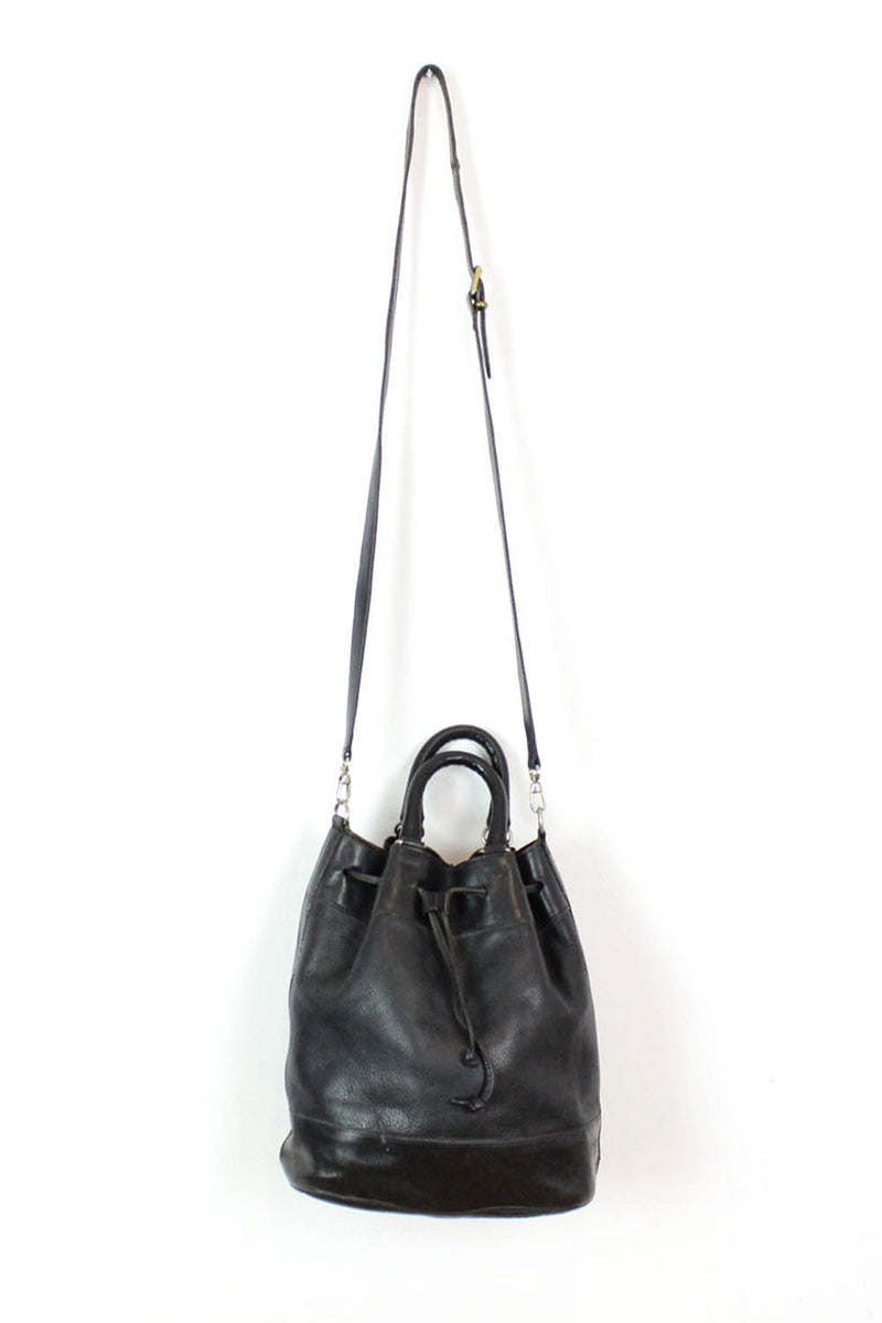 Furla Black Leather Drawstring Bucket Bag