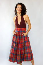 Crimson Plaid Wrap Skirt S/M