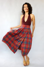 Crimson Plaid Wrap Skirt S/M