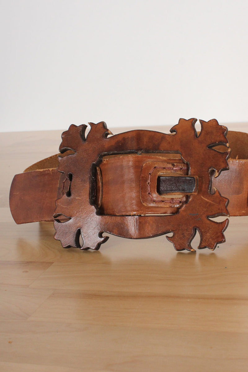 Redwood Carved Leather Belt