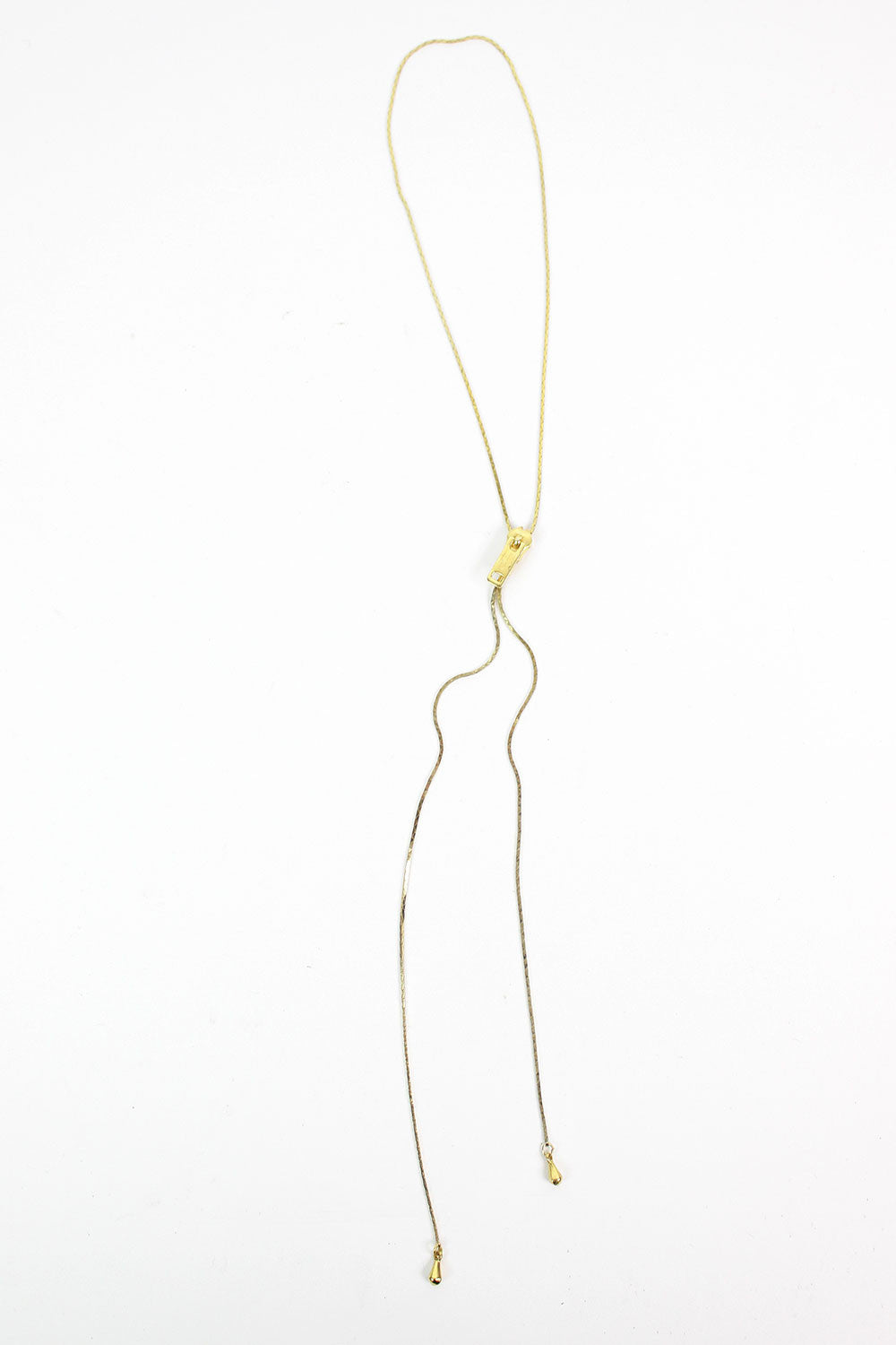 Gold Zipper Lariat Necklace – OMNIA