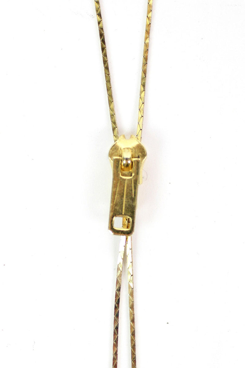 Gold Zipper Lariat Necklace