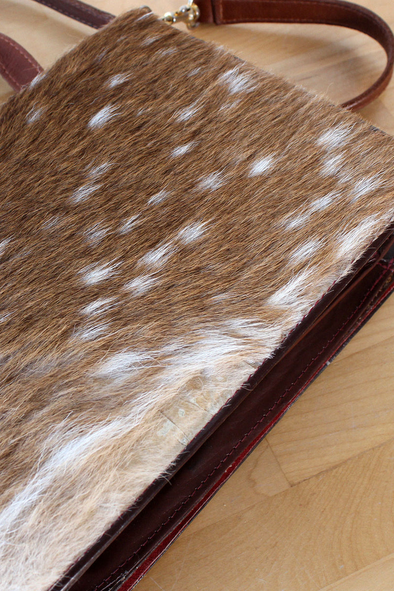 Deer Printed Fur Accordion Purse