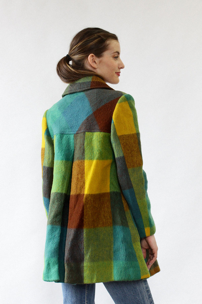 Elli Plaid Flare Coat S/M