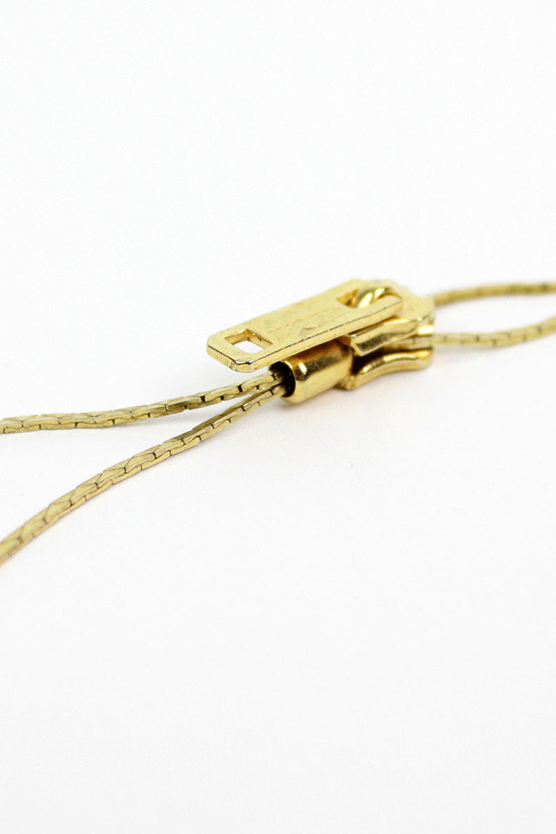 Gold Zipper Lariat Necklace