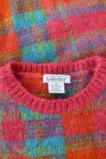 Fuzzy Plaid Sweater M