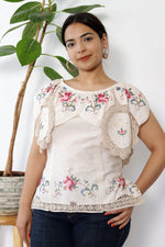 Jean Embroidered Doily Blouse L/XL