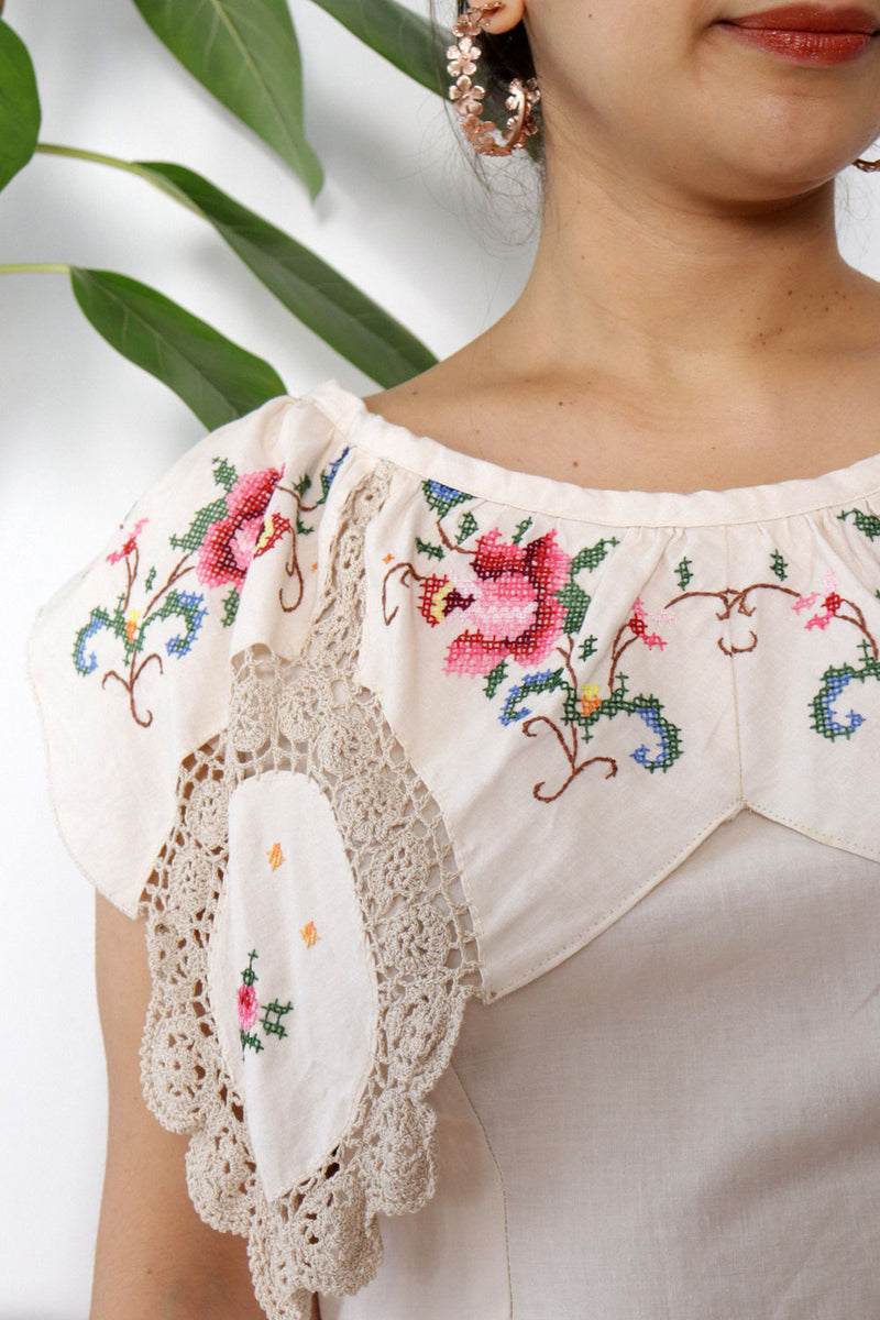 Jean Embroidered Doily Blouse L/XL
