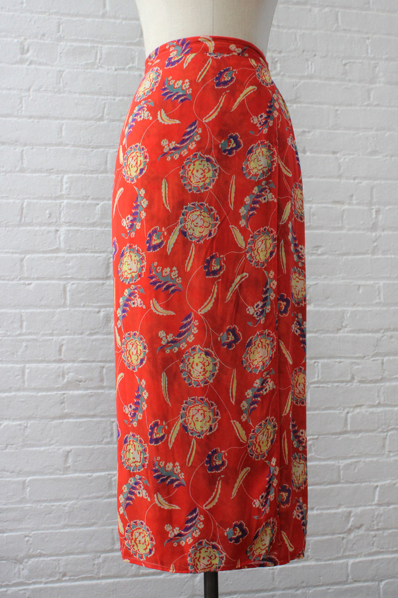 Reversible Watercolor Floral Skirt M