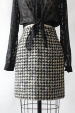 Woven Wool Houndstooth Skirt S