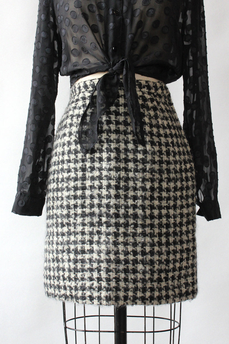 Woven Wool Houndstooth Skirt S