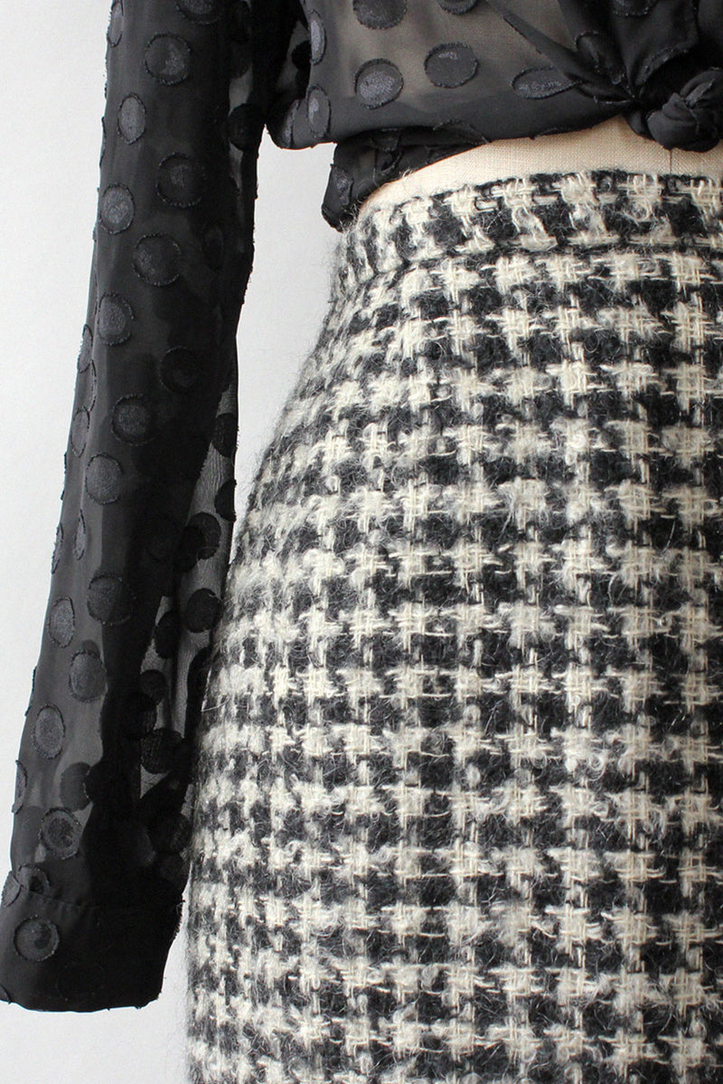 Woven Wool Houndstooth Skirt S