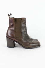 Brown Leather Chunky Heel Chelsea Boots 8