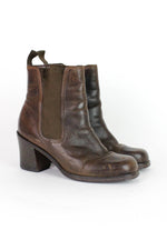 Brown Leather Chunky Heel Chelsea Boots 8