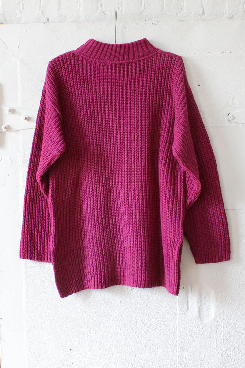 Magenta Cotton Knit Sweater