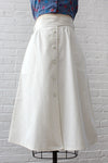 Wrap Waist White Button Skirt S/M