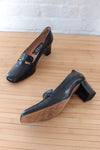 Navy Leather Heeled Loafers 8