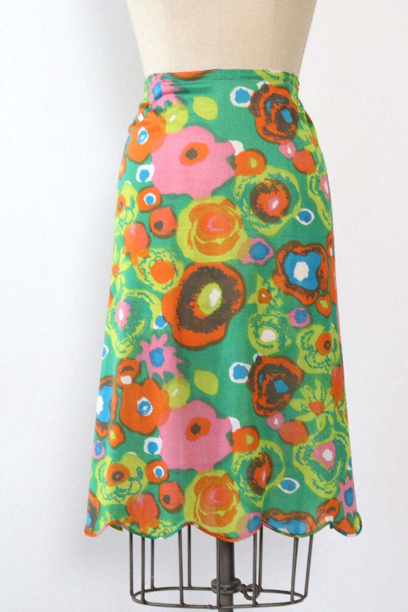 Artemis Painterly Floral Slip Skirt S/M