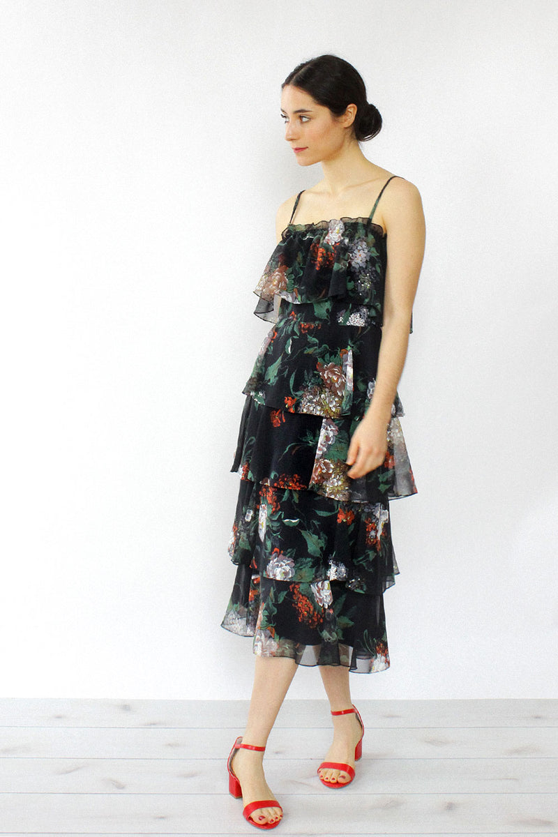 Dusk Floral Tiered Dress S